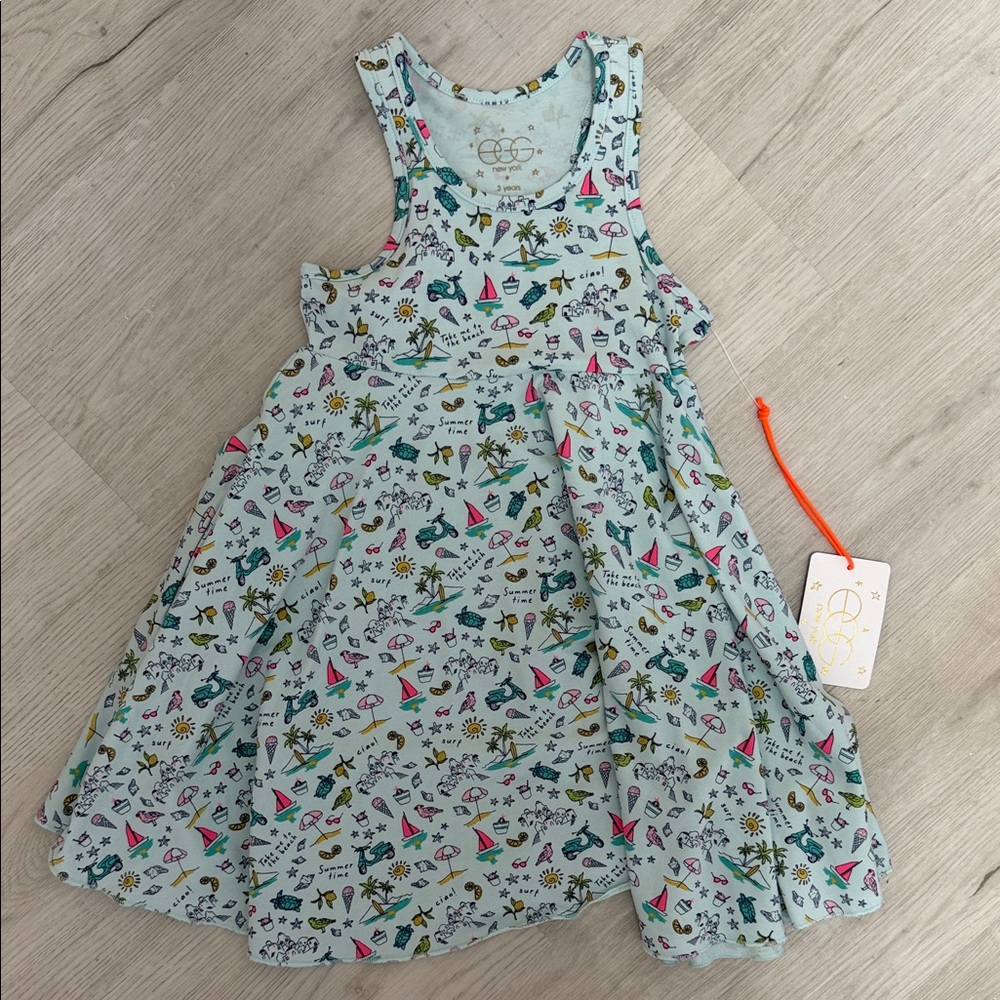 Egg Collective Light Blue Kids Dress with Playful Print